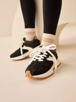 Sneakers|Sneakers|Next Zwart - Vetersneakers met dikke zool