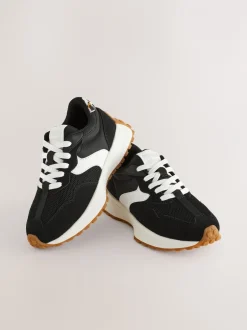 Sneakers|Sneakers|Next Zwart - Vetersneakers met dikke zool