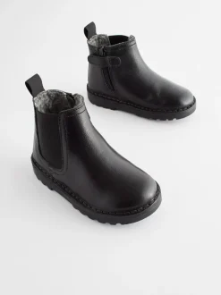 Boots*Next - Warm gevoerde leren Chelsea laarzen Zwart
