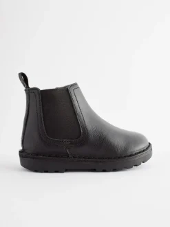 Boots*Next - Warm gevoerde leren Chelsea laarzen Zwart