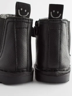 Boots*Next - Warm gevoerde leren Chelsea laarzen Zwart