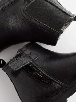 Boots*Next - Warm gevoerde leren Chelsea laarzen Zwart