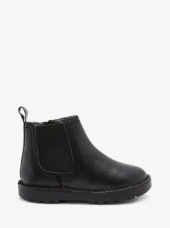 Boots*Next - Warm gevoerde leren Chelsea laarzen Zwart