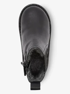 Boots*Next - Warm gevoerde leren Chelsea laarzen Zwart