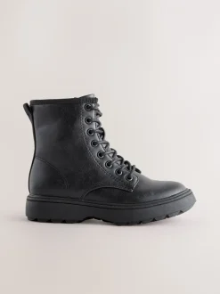 Boots*Next - Warmgevoerde enkellaarzen met veters Zwart