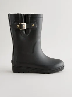 Laarzen|Boots|Next - Warmgevoerde regenlaarzen met gesp Zwart