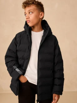 Schoolkleding|Next - Waterdicht halfzwaar jack met capuchon (3-17jr) Zwart