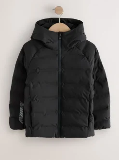 Schoolkleding|Next - Waterdicht halfzwaar jack met capuchon (3-17jr) Zwart