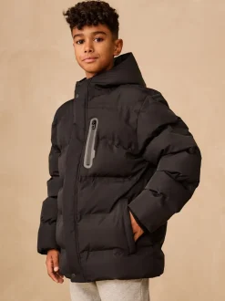 Schoolkleding|Jassen En Jacks|Next Zwart - Waterdichte, gewatteerde jas met fleece voering (3-17jr)