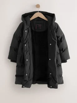 Schoolkleding|Jassen En Jacks*Next - Waterdichte gewatteerde jas met imitatiebontvoering (3-16jr) Zwart