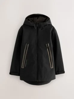 Schoolkleding|Jassen En Jacks|Next Zwart - Waterdichte jas met fleece voering en capuchon (3-17jr)