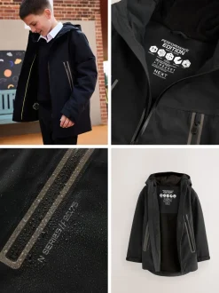 Schoolkleding|Jassen En Jacks|Next Zwart - Waterdichte jas met fleece voering en capuchon (3-17jr)
