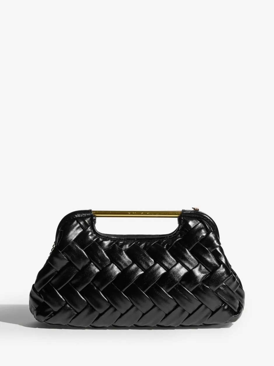 Tassen En Portemonnees*Lipsy - Weave Grab Handle Clutch Bag Zwart