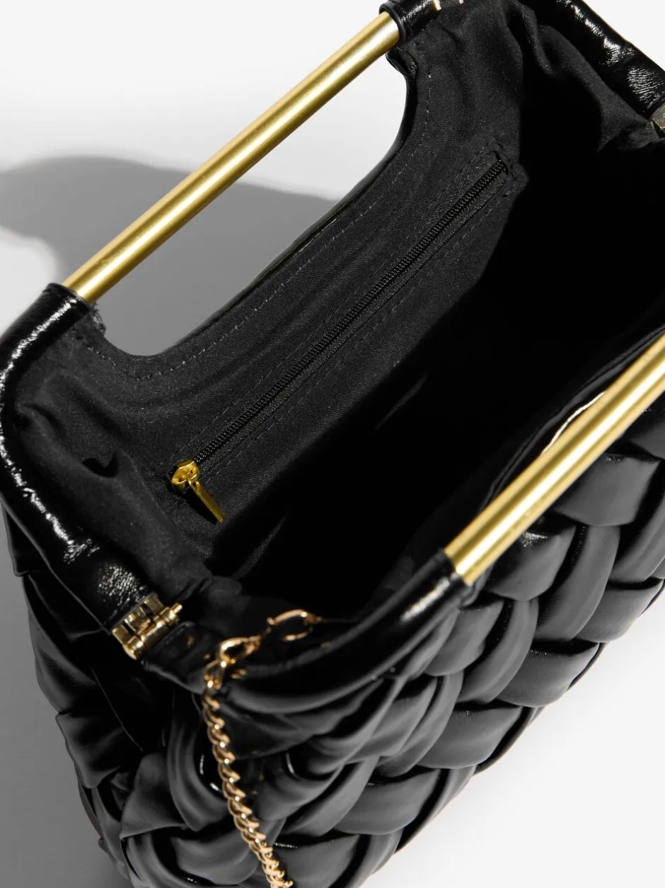 Tassen En Portemonnees*Lipsy - Weave Grab Handle Clutch Bag Zwart