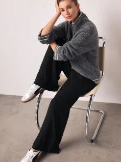 Broeken*Next - Wide Leg Jersey Joggers Zwart