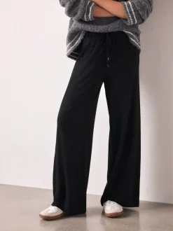 Broeken*Next - Wide Leg Jersey Joggers Zwart