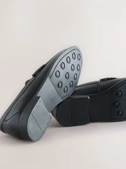 Formele Schoenen*Next - Wijde pasvorm - Leren Penny instappers Zwart