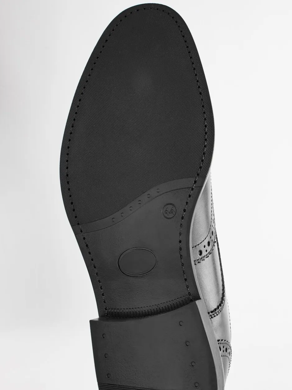 Schoenen|Formele Schoenen|Next - Wijde pasvorm - Leren derby-brogues Zwart