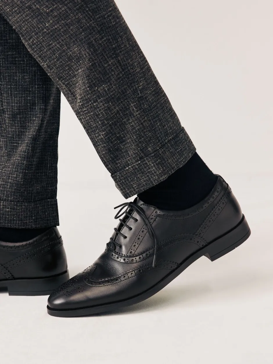 Schoenen|Formele Schoenen|Next - Wijde pasvorm - Leren Oxford brogues Zwart