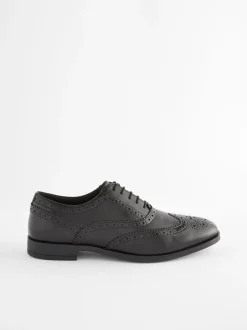 Schoenen|Formele Schoenen|Next - Wijde pasvorm - Leren Oxford brogues Zwart