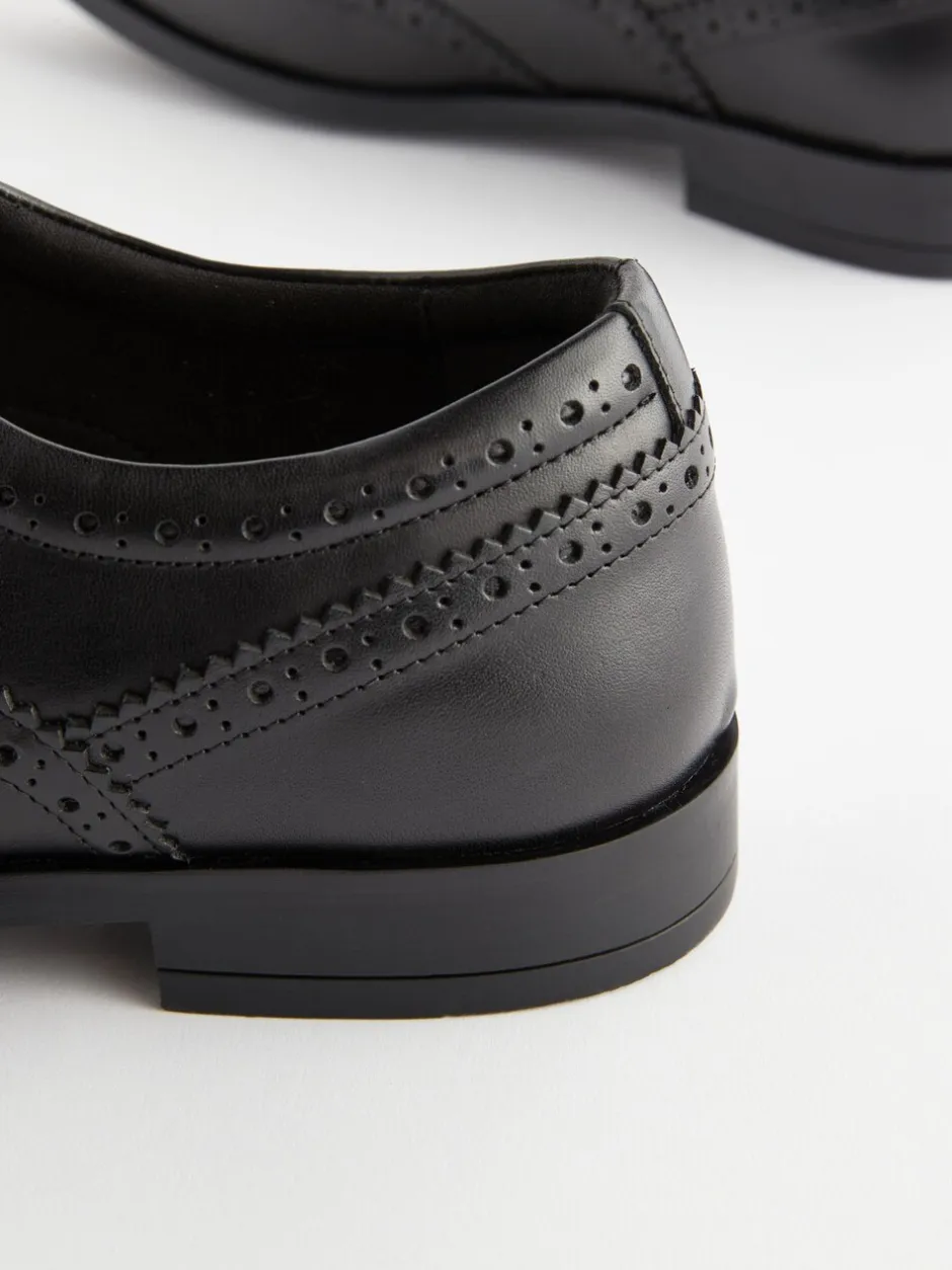 Schoenen|Formele Schoenen|Next - Wijde pasvorm - Leren Oxford brogues Zwart