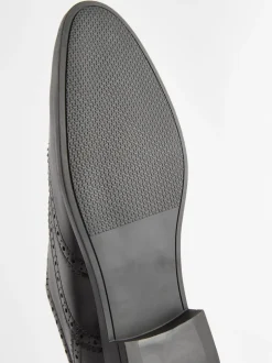 Schoenen|Formele Schoenen|Next - Wijde pasvorm - Leren Oxford brogues Zwart