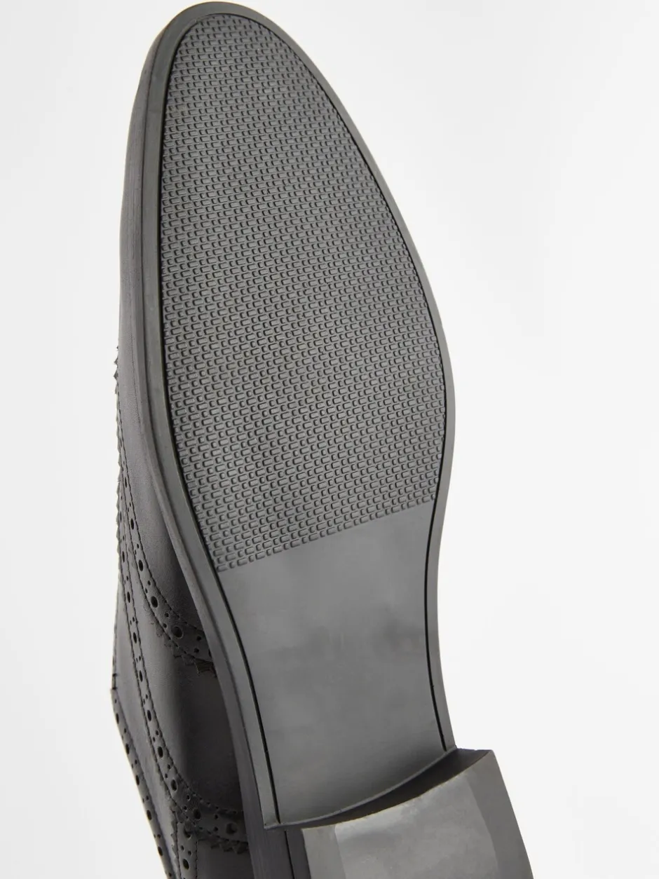Schoenen|Formele Schoenen|Next - Wijde pasvorm - Leren Oxford brogues Zwart