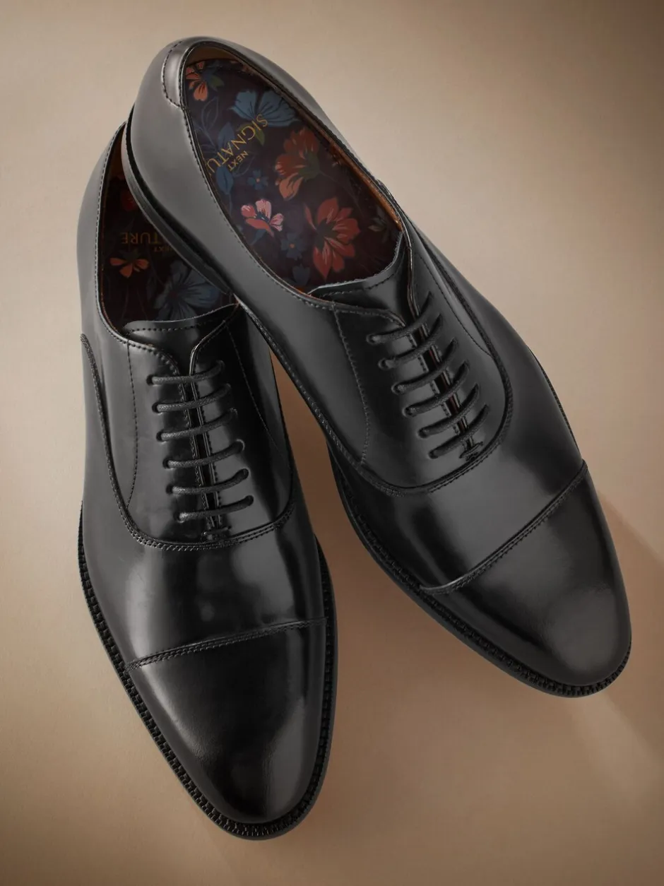 Schoenen|Formele Schoenen*Next Zwart - Wijde pasvorm - Signature Leather - Oxford schoenen met neusstuk