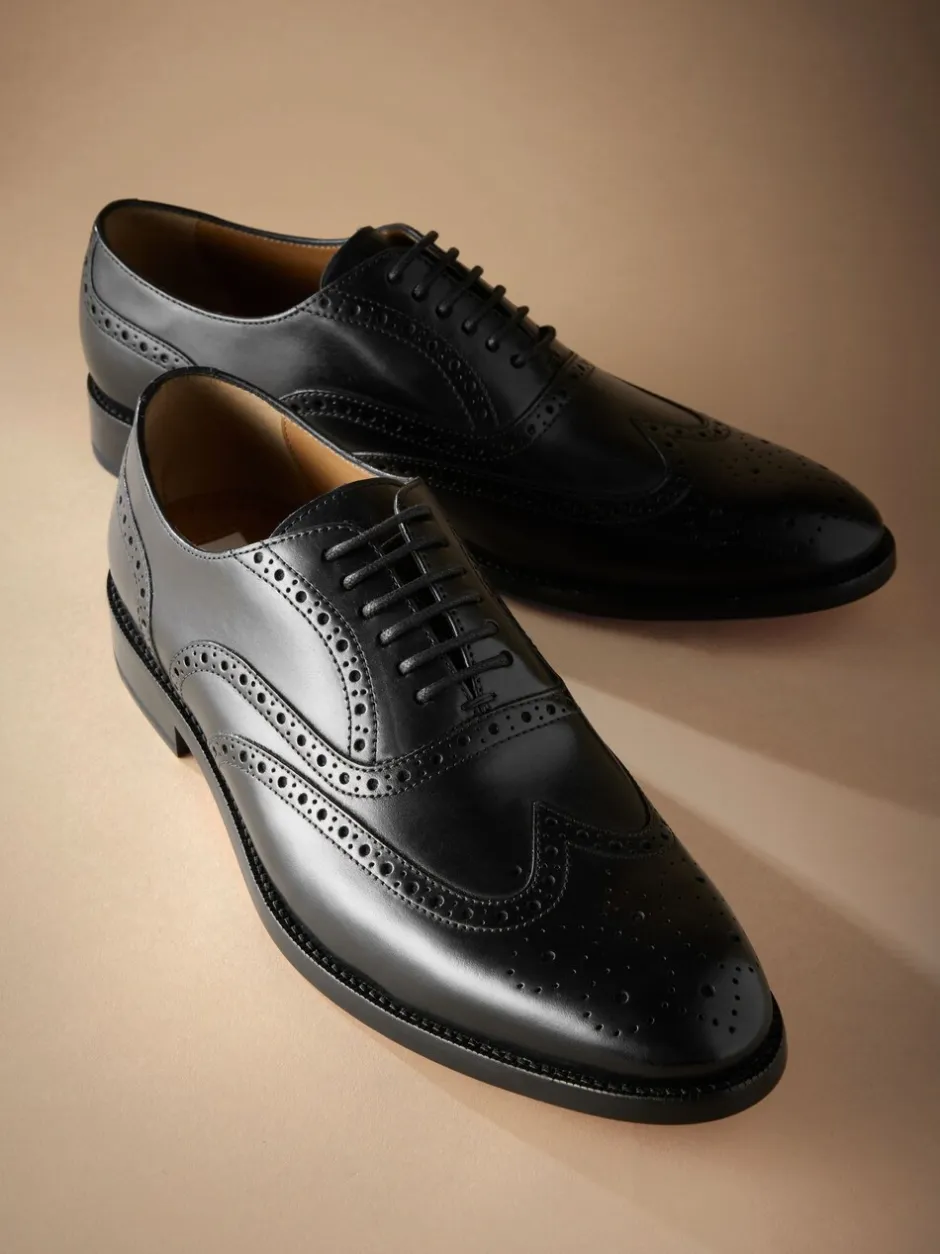 Schoenen|Formele Schoenen*Next - Wijde pasvorm - Signature Italiaans leren brogues met gevleugelde neus Zwart