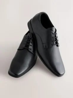 Formele Schoenen|Next Zwart - Wijde pasvorm - Smalle derbyschoenen met rechte neus