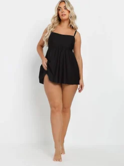 Badkleding|Yours Curve - Yours - Curve - Marineblauwe zwemjurk Zwart