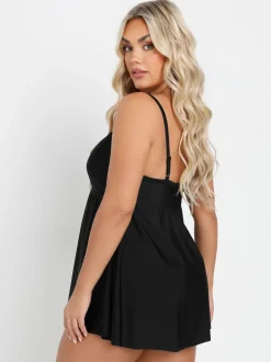 Badkleding|Yours Curve - Yours - Curve - Marineblauwe zwemjurk Zwart