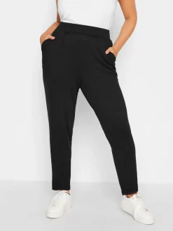 Leggings En Joggingbroeken*Yours Curve - - Jersey stretchjoggingbroek met dubbele bandplooi Zwart