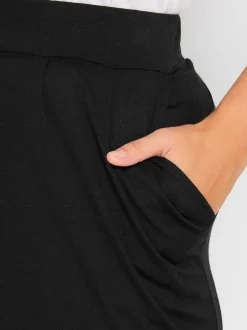 Leggings En Joggingbroeken*Yours Curve - - Jersey stretchjoggingbroek met dubbele bandplooi Zwart