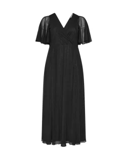 Gelegenheidskleding|Jurken*Yours Curve - London Glitter Wrap Mesh Maxi Dress Zwart