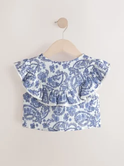 Overhemden En Blouses|Next Zwart bloemenprint - 100% katoenen blouse met strik aan de voorkant (3 - 16 jr)