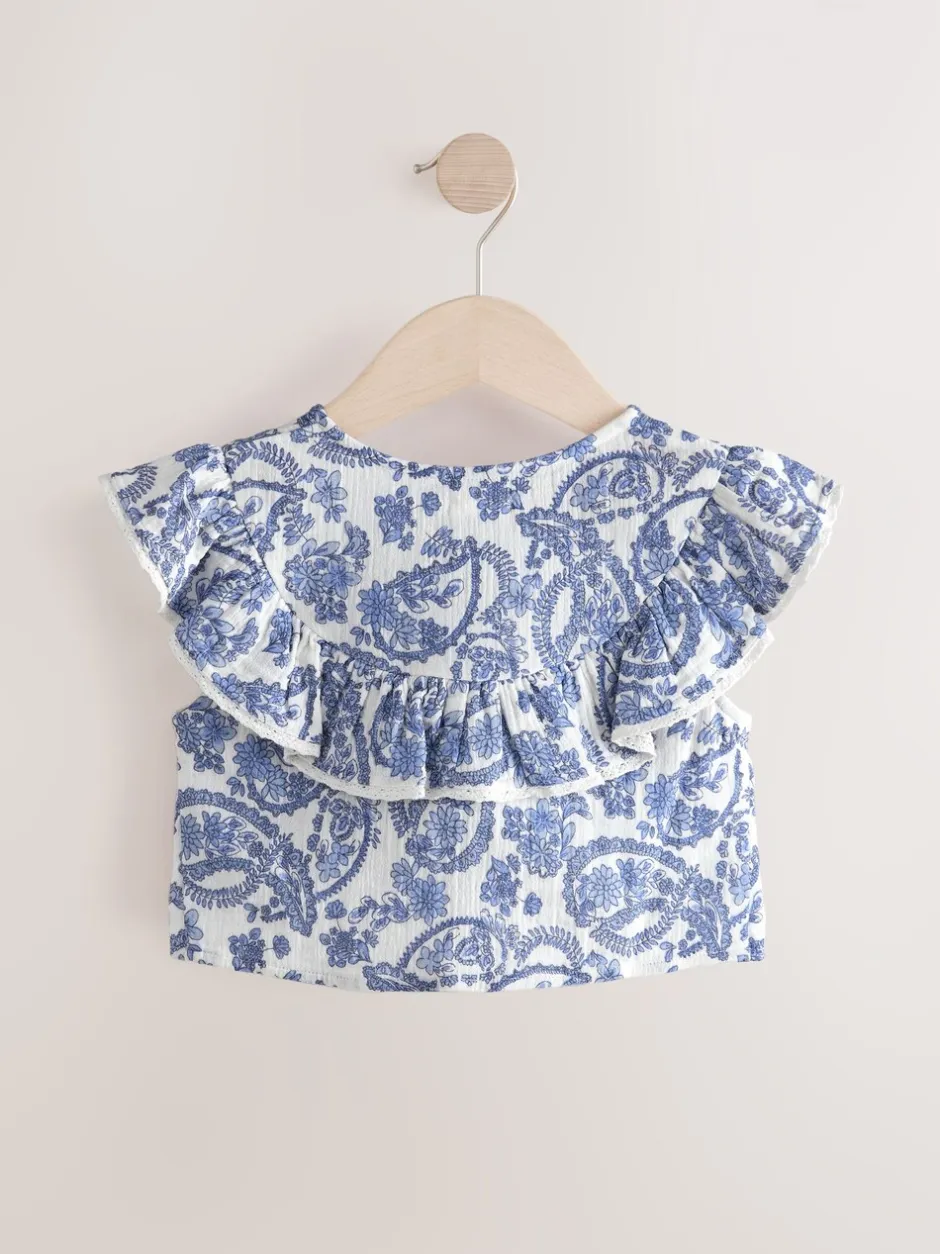 Overhemden En Blouses|Next Zwart bloemenprint - 100% katoenen blouse met strik aan de voorkant (3 - 16 jr)