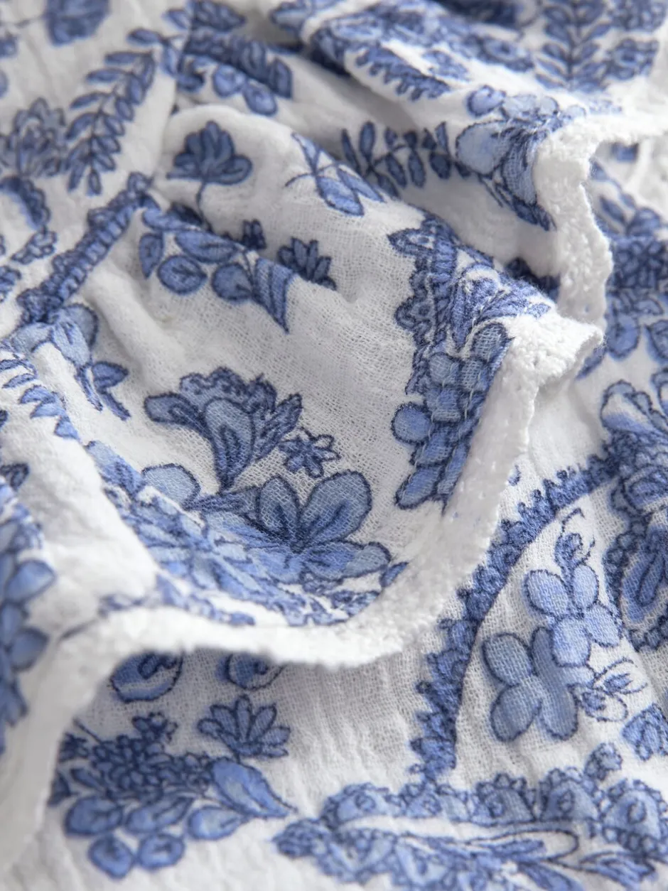 Overhemden En Blouses|Next Zwart bloemenprint - 100% katoenen blouse met strik aan de voorkant (3 - 16 jr)