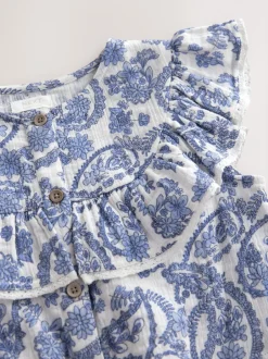 Overhemden En Blouses|Next Zwart bloemenprint - 100% katoenen blouse met strik aan de voorkant (3 - 16 jr)