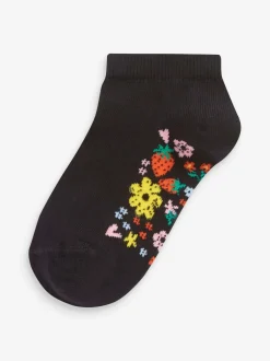 Sokken En Panty's*Next - 5 paar katoenrijke sneakersokken met voetbed Zwart bloemenprint