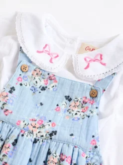 Tuinbroeken*Next Zwart bloemenprint - Cath Kidston Baby Woven 100% Cotton Dungarees & Long Sleeve Blouse Set