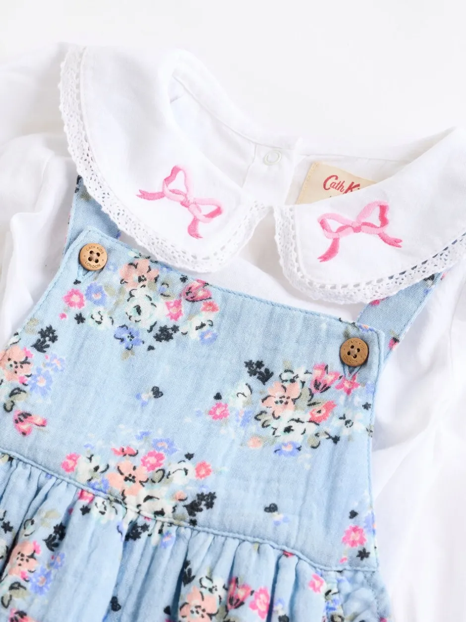 Tuinbroeken*Next Zwart bloemenprint - Cath Kidston Baby Woven 100% Cotton Dungarees & Long Sleeve Blouse Set
