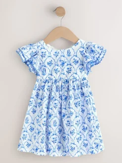 Jurken|Jurken|Next - Jurk met engelmouwen (3 mnd-8 jr) Zwart bloemenprint