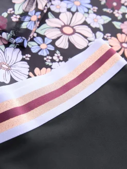 Badkleding|Next - Long Sleeve Sunsafe Rash Vest And Shorts Set (3-16yrs) Zwart bloemenprint