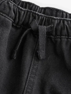 Jeans En Joggingbroeken|Jeans*Next - 100% katoenen cargobroek met wijde pijpen en elastische taille (3mnd-7jr) Zwart denim