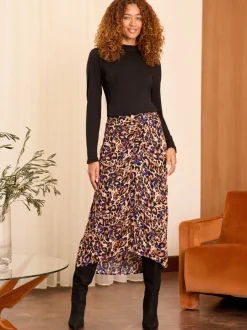 Blouses En Overhemden|Tops En T-Shirts|Love & Roses - jersey top met ruches aan de hals en lange mouwen Zwart en gestreept