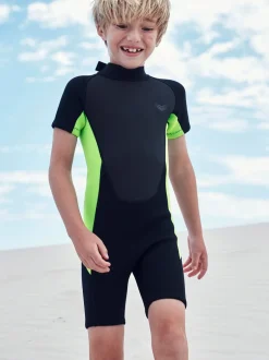 Badkleding|Next - Wetsuit (1 - 16 jr) Zwart en groen met korte mouw