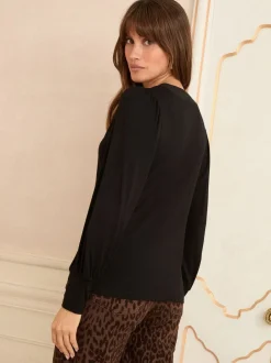 Blouses En Overhemden*Love & Roses - V-Neck Chiffon Mix Jersey Tops 2 Pack Zwart en kaki