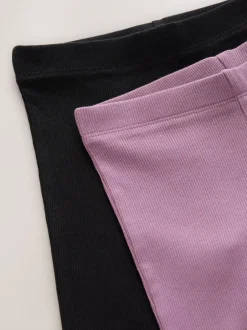 Broeken En Leggings|Next - Geribde uitlopende legging (3-16 jr) Zwart en Paars