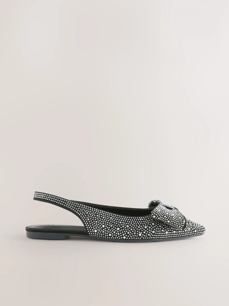 Lage Schoenen*Next Zwart gelast - Forever Comfort® ballerina's met strik, spitse neus en hielbandje